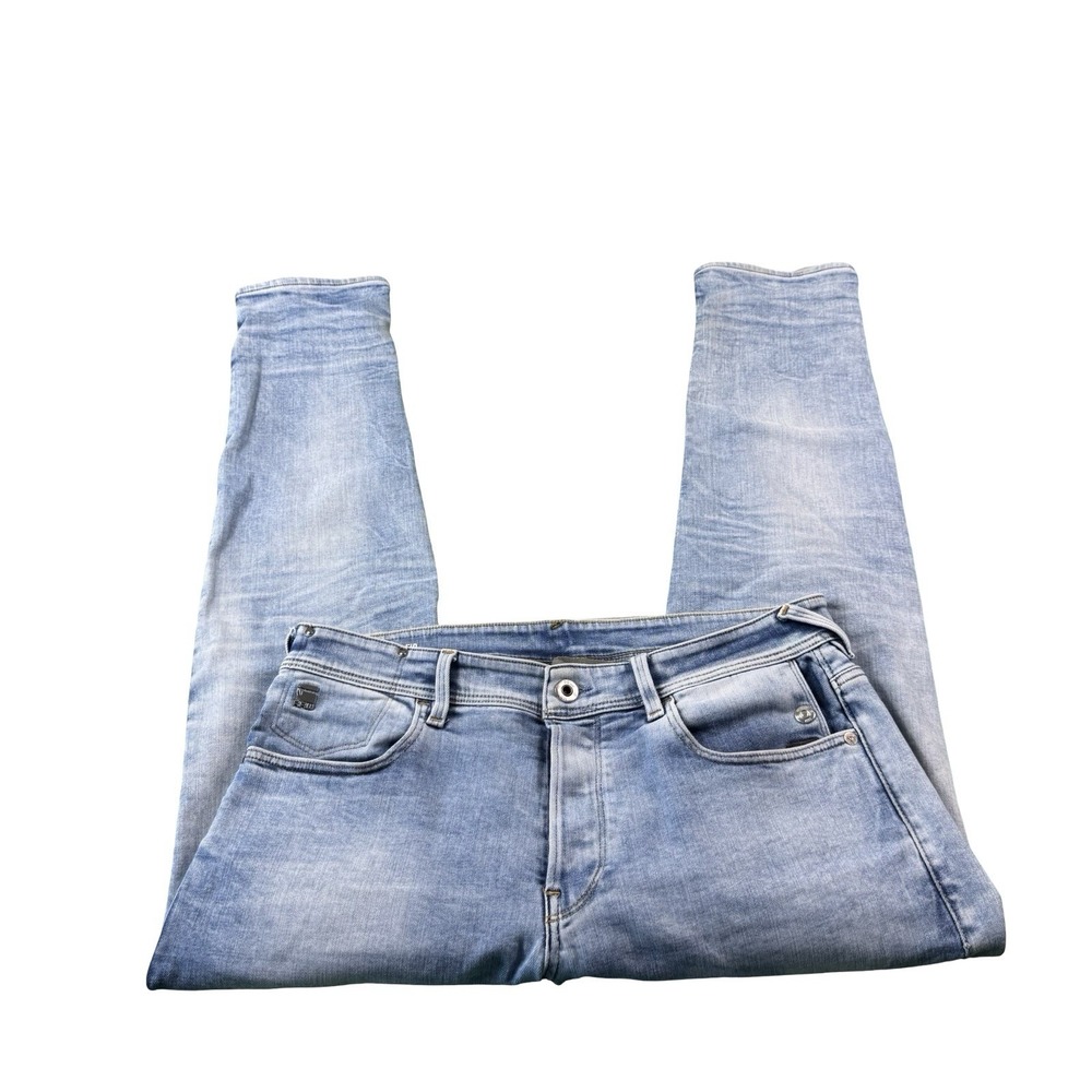 G-Star Mid Wash Button Fly Mens G-Bleid Slim Stretch Jeans Size 34X30 Mint